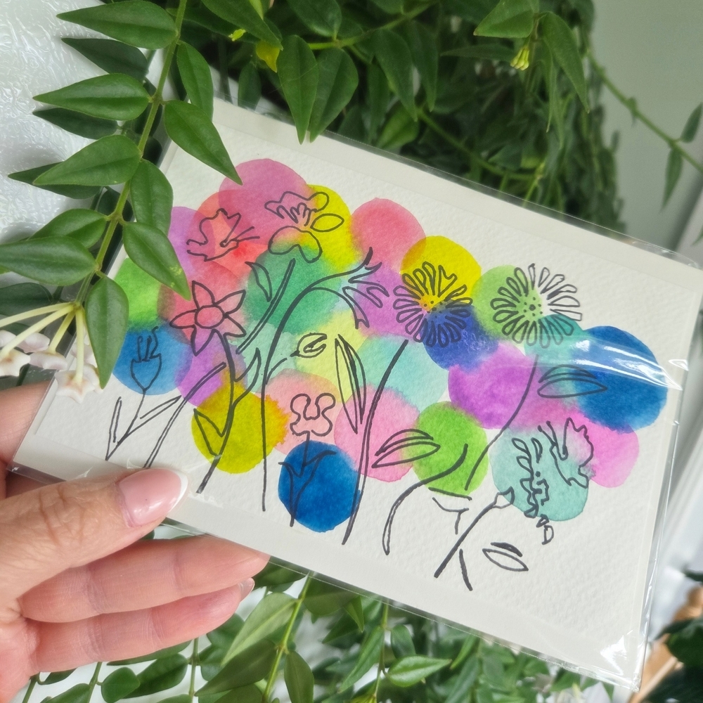 Multicolored Floral Art Card - Picture 1 of 1